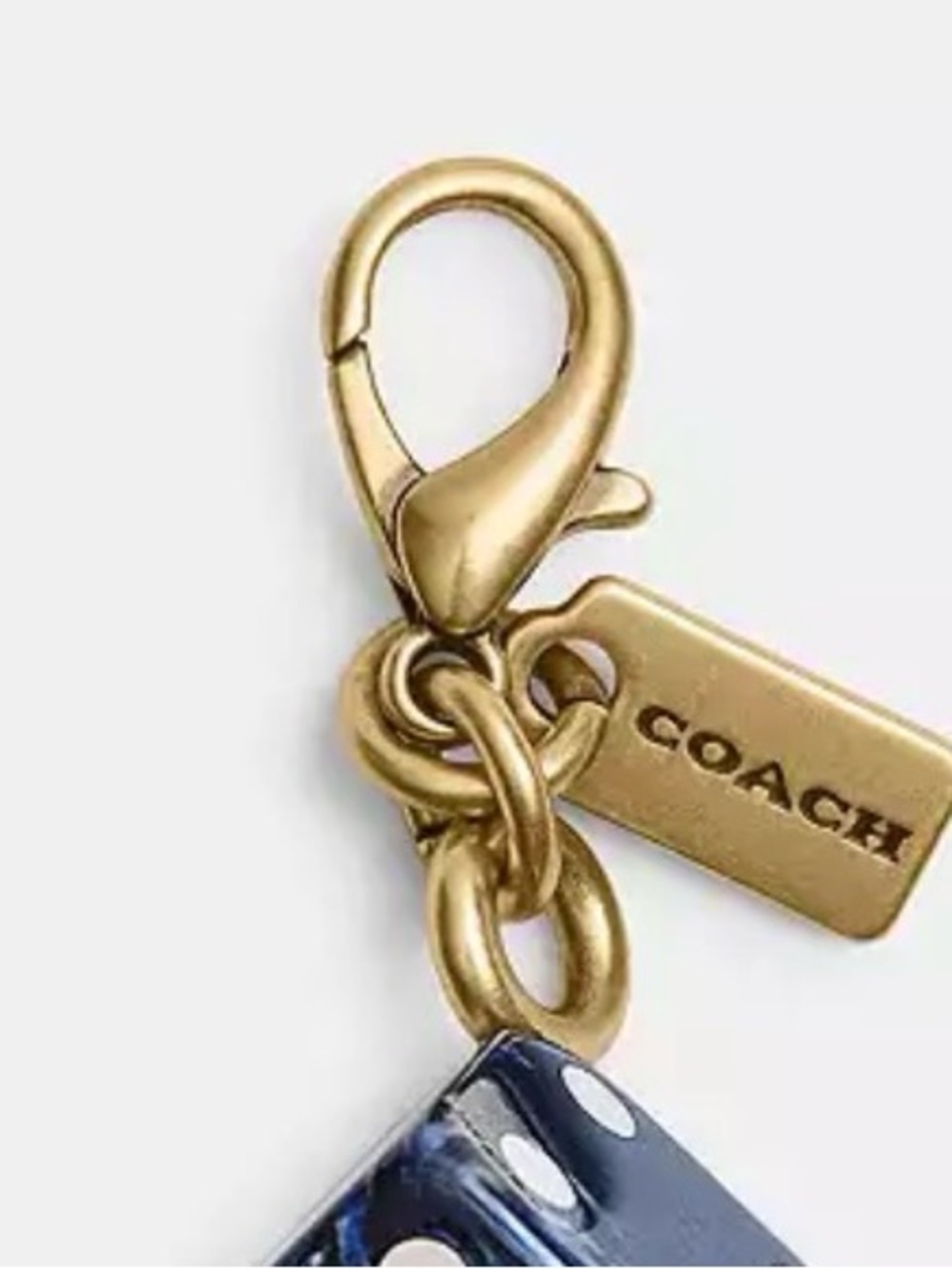 COACH Navy Marbled Dice Charm with Gold Hardware - Picture 2 of 2